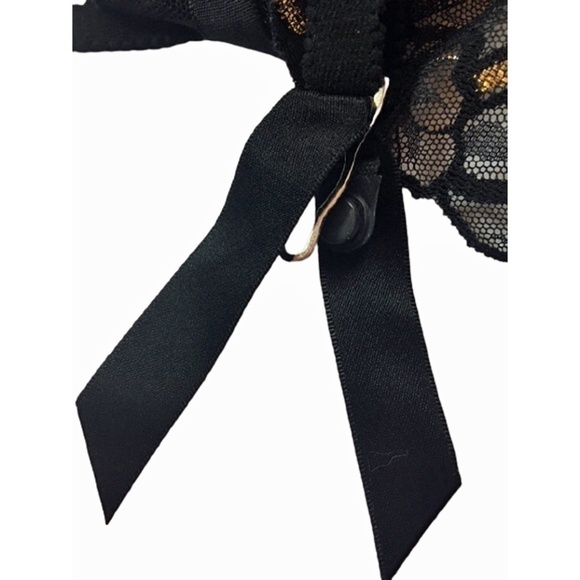 VINTAGE Formfit Garter Belt Black w/ Gold Lame Swirl Detail Metal Fasteners - Picture 9 of 13